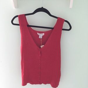 90s Vintage Red Silk Vest, Size Large